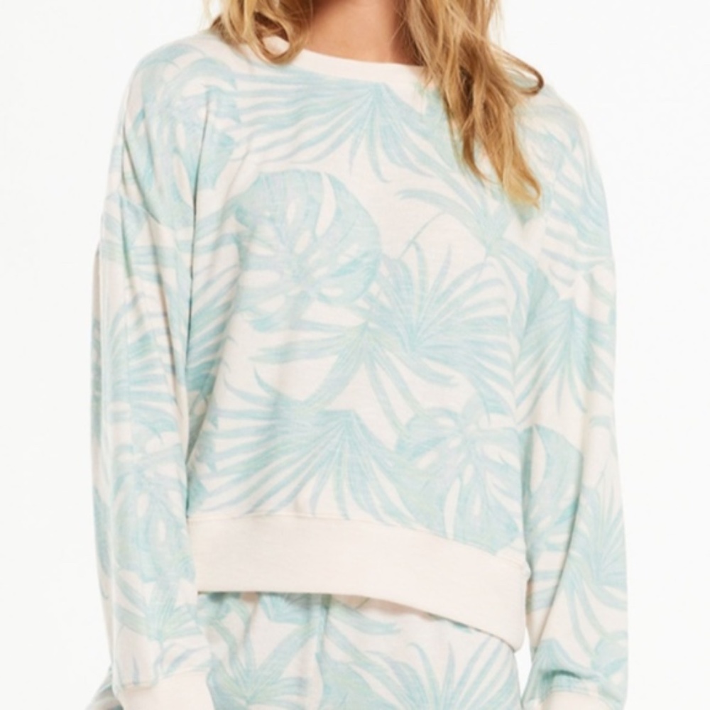 Z Supply Ava Palm Pullover Sweatshirt XL